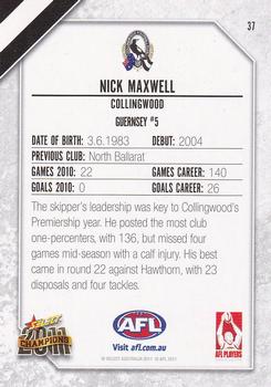 2011 Select AFL Champions #37 Nick Maxwell Back